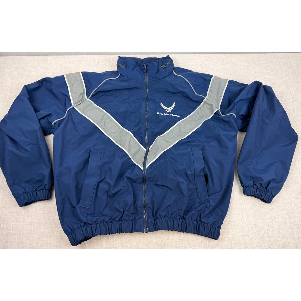 US Air Force Blue Windbreaker Jacket Skilcraft Full Zip Military Track Jacket